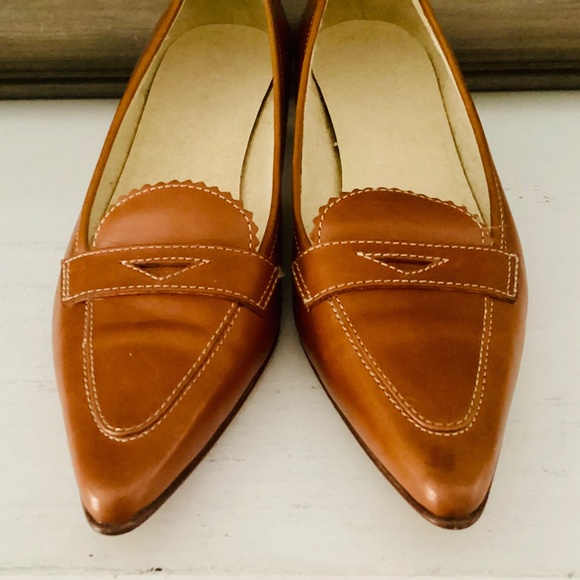 Vintage Joan & David Kitten Heels Circa Point Toe Pumps Brown Leather Size 6.5 - Picture 5 of 15